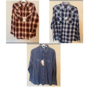 NWT Lot of 3 Wrangler/Ely Cattlemen and Plains Western Snap Shirts LARGE